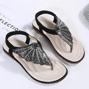 Damen Strap Strass geflochtene Strandschuhe