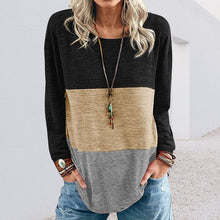 Laden Sie das Bild in den Galerie-Viewer, Kontrastierendes Langärmliges T-Shirt mit Rundhalsausschnitt