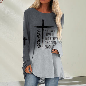 Langärmliges T-Shirt mit Kreuzbuchstabendruck
