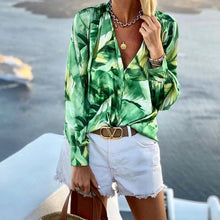 Laden Sie das Bild in den Galerie-Viewer, Bedrucktes Langärmliges T-Shirt mit V-Ausschnitt