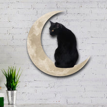 Laden Sie das Bild in den Galerie-Viewer, Mond- und schwarzen Katze- Ornament aus Metall