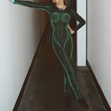 Laden Sie das Bild in den Galerie-Viewer, Bedrucktes Schmales Kleid mit Rundhalsausschnitt