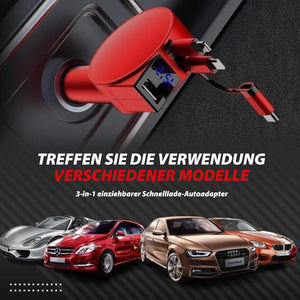 3 In 1 Einziehbarer Schnelllade-Autoadapter