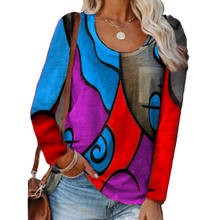 Laden Sie das Bild in den Galerie-Viewer, Lässiges Langarm-T-Shirt mit Farbblock