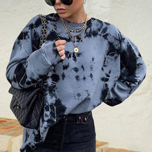 Laden Sie das Bild in den Galerie-Viewer, Loses Sweatshirt mit rundem Halsausschnitt für Damen im Tie-Dye-Stil