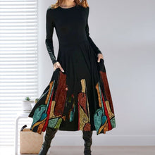 Laden Sie das Bild in den Galerie-Viewer, Langärmliges Bedrucktes Kleid
