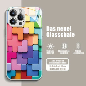 3D-Glashülle mit quadratischem Muster für iPhone