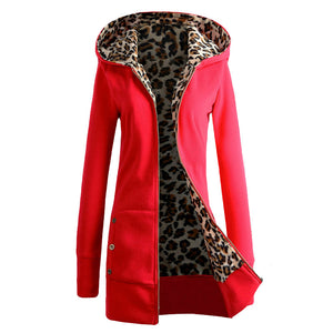 Plüsch-Sweatshirt mit Leopardenprint und Reißverschluss
