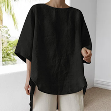 Laden Sie das Bild in den Galerie-Viewer, Einfarbiges Lässiges Lockeres Damenhemd mit Rundhalsausschnitt