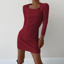 Laden Sie das Bild in den Galerie-Viewer, Sexy Pulloverkleid mit quadratischem Ausschnitt