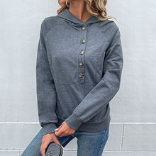 Laden Sie das Bild in den Galerie-Viewer, Kapuzen-Sweatshirt mit Knöpfen
