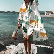 Laden Sie das Bild in den Galerie-Viewer, Damen Sommer Mode Hemdkleid