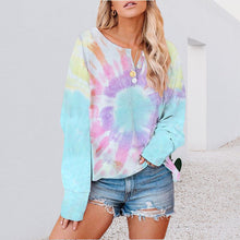 Laden Sie das Bild in den Galerie-Viewer, Langärmliges Bedrucktes T-Shirt mit Knöpfen