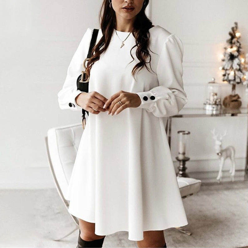 Kleid mit Rundhalsausschnitt und Metallschnalle
