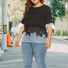 Laden Sie das Bild in den Galerie-Viewer, Damen-Spitzen-T-Shirt Aus Chiffon