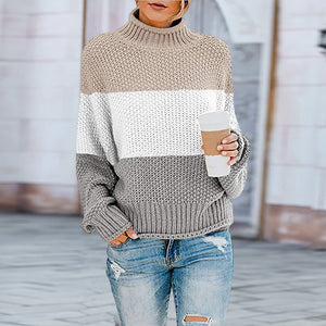 Modischer Rollkragenpullover mit Farbblock
