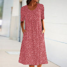 Laden Sie das Bild in den Galerie-Viewer, Blumen-Strandkleid mit Rundhalsausschnitt