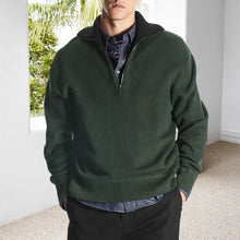 Laden Sie das Bild in den Galerie-Viewer, Einfarbiger Pullover mit halbem Reißverschluss