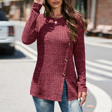 Laden Sie das Bild in den Galerie-Viewer, Geschlitzter Strickpullover mit Rundhalsausschnitt für Damen