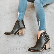 Laden Sie das Bild in den Galerie-Viewer, Damen Lederstiefel mit Gürtelschnalle