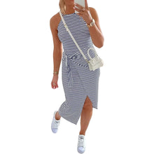 Laden Sie das Bild in den Galerie-Viewer, Sexy Gestreiftes Ärmelloses Damenkleid mit Schnürung