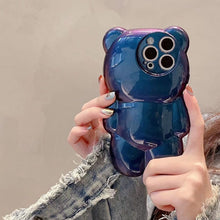 Laden Sie das Bild in den Galerie-Viewer, iPhone niedliche 3D-Glitzer-Schutzhülle mit Bärenmuster