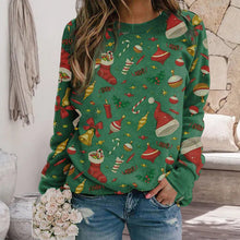 Laden Sie das Bild in den Galerie-Viewer, Rundhalsausschnitt Weihnachtsmütze Print Sweatshirt