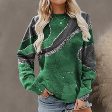Laden Sie das Bild in den Galerie-Viewer, Lockeres langarm-Sweatshirt mit Rundhalsausschnitt und geometrischem Aufdruck