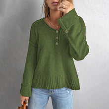 Laden Sie das Bild in den Galerie-Viewer, Strickpullover mit Knöpfen und überschnittener Schulter