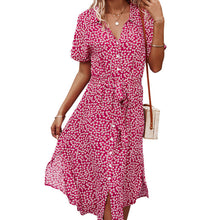 Laden Sie das Bild in den Galerie-Viewer, Lässiges Kurzärmliges Kleid mit Blumenmuster