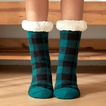 Laden Sie das Bild in den Galerie-Viewer, Damen Karierte Samtschlafsocken für Herbst und Winter