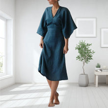Laden Sie das Bild in den Galerie-Viewer, Elegantes Schmales Leinenkleid