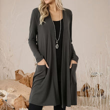 Laden Sie das Bild in den Galerie-Viewer, Einfache Einfarbige Lange Strickjacke