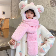 Laden Sie das Bild in den Galerie-Viewer, Warmes Bärenmütze/Schal/Handschuh-Set für Damen