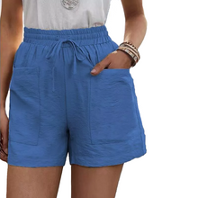 Laden Sie das Bild in den Galerie-Viewer, Sommer Damen lässige lockere Leinenshorts