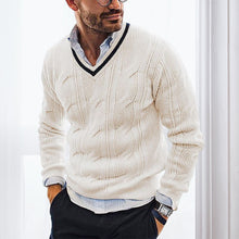 Laden Sie das Bild in den Galerie-Viewer, Schmaler Strickpullover mit V-Ausschnitt