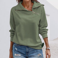 Laden Sie das Bild in den Galerie-Viewer, Lässiges Langarm-Sweatshirt mit 1/4-Reißverschluss für Damen