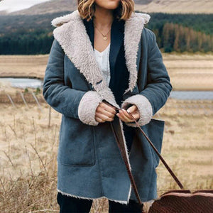 Lange Dicke Reversjacke aus Plüsch