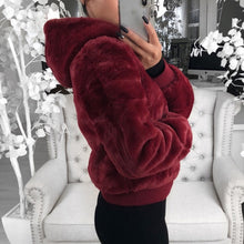 Laden Sie das Bild in den Galerie-Viewer, Plüschjacke mit Kapuze