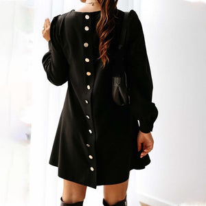 Kleid mit Rundhalsausschnitt und Metallschnalle