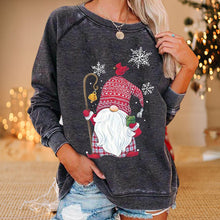 Laden Sie das Bild in den Galerie-Viewer, Lockeres Sweatshirt mit Weihnachtsmann-Schneeflockendruck