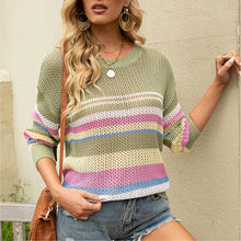 Laden Sie das Bild in den Galerie-Viewer, Gestreifter Farbblock-Strickpullover