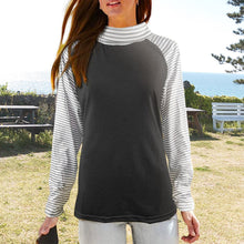 Laden Sie das Bild in den Galerie-Viewer, Gestreiftes Sweatshirt mit langen Ärmeln und Stehkragen