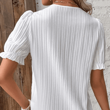 Laden Sie das Bild in den Galerie-Viewer, Elegante Bluse mit V-Ausschnitt und schlichter Spitze