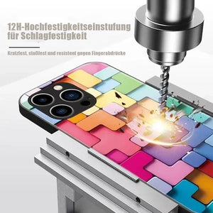 3D-Glashülle mit quadratischem Muster für iPhone