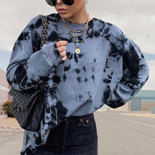 Laden Sie das Bild in den Galerie-Viewer, Loses Sweatshirt mit rundem Halsausschnitt für Damen im Tie-Dye-Stil