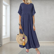 Laden Sie das Bild in den Galerie-Viewer, Halbärmeliges Gepunktetes Kleid mit Rundhalsausschnitt