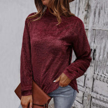 Laden Sie das Bild in den Galerie-Viewer, Einfarbiger Langärmliger Plüsch-Rollkragenpullover für Damen