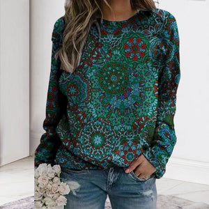 Bedrucktes Langarm-Sweatshirt mit Rundhalsausschnitt