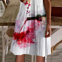 Laden Sie das Bild in den Galerie-Viewer, Kurzärmliges, knielanges A-Linien-Resort-Kleid